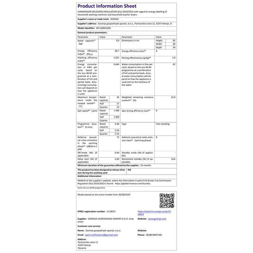 Hisense 1Q Series WF1Q8041BW Freestanding 8 KG Front Load Washing Durable Inverter Machine, Steam Wash, Quick Wash, 15 Washing Programs 1400 RPM White - Energy Rating A