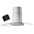 Russell Hobbs 90cm Dunstabzugshaube aus gebogenem Glas in Edelstahl mit 3 Geschwindigkeitsstufen, 1 x Kohlefilter, Abluft- oder Umluftbetrieb, 500m³/h Abluftleistung, Energieeffizienzklasse A+, RH90GCH92A1SS