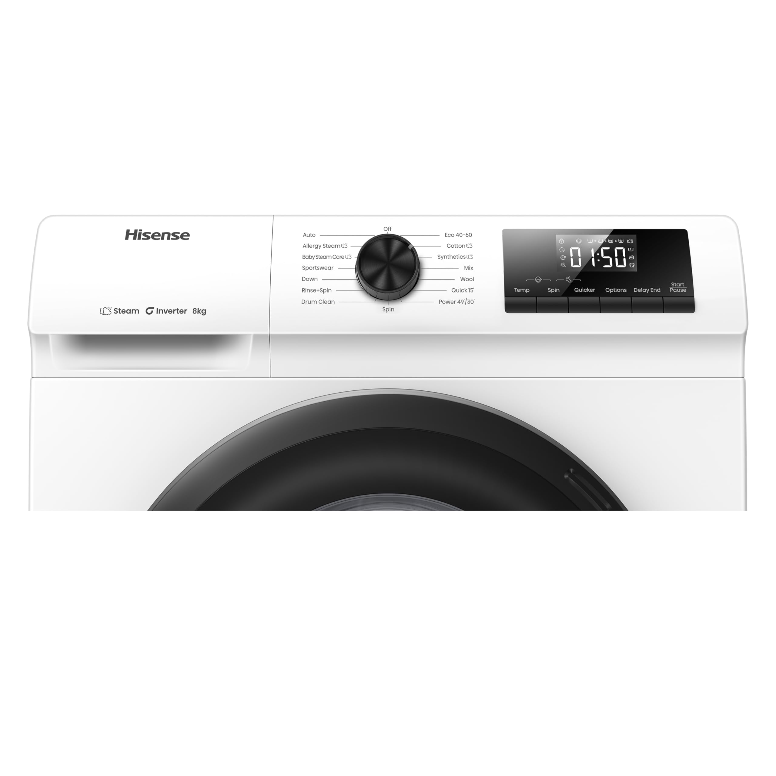 Hisense 1Q Series WF1Q8041BW Freestanding 8 KG Front Load Washing Durable Inverter Machine, Steam Wash, Quick Wash, 15 Washing Programs 1400 RPM White - Energy Rating A