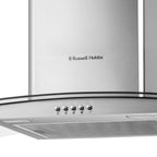 Russell Hobbs 90cm Dunstabzugshaube aus gebogenem Glas in Edelstahl mit 3 Geschwindigkeitsstufen, 1 x Kohlefilter, Abluft- oder Umluftbetrieb, 500m³/h Abluftleistung, Energieeffizienzklasse A+, RH90GCH92A1SS